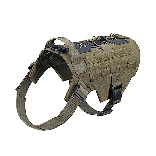 EXCELLENT ELITE SPANKER Arnés Militar para Perros Arnés táctico para Perros Servicio Ajustable Chaleco para Perros Patrol K9 Arnés para Perros con asa(Verde Oliva-S)