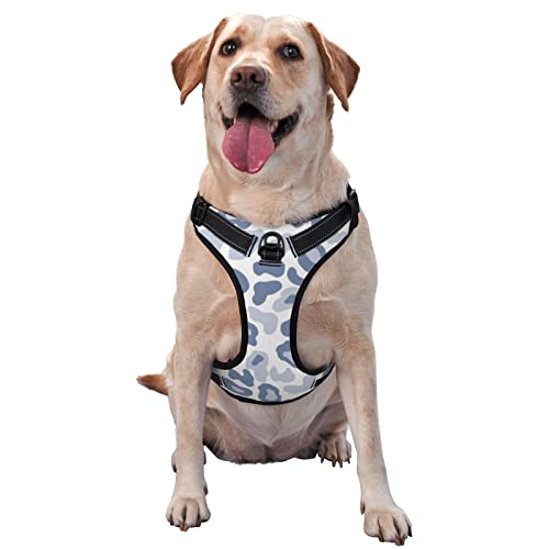 HABXNJF Arnés para perro, arnés reflectante ajustable con estampado de leopardo azul y gris, arnés chaleco para mascotas para perros pequeños, medianos y grandes