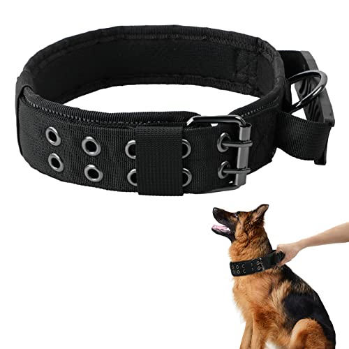 Collar Táctico para Perros con Mango de Control,Ajustable Collar Militar para Perro con Metal D Hebilla,Collar Acolchado de Nylon Reflectante para Perro Medianos, Grandes Entrenamiento (L)