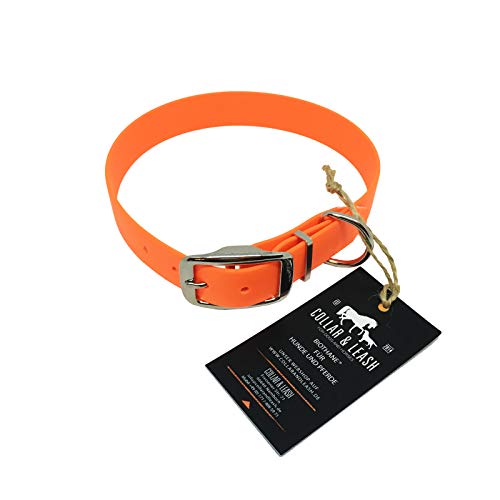 Collar & Leash Collar para Perros de 25 mm Biothane Neon Orange - Naranja Neón, 35-43 cm