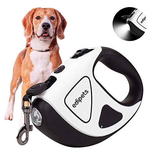 Edipets, Correa Perro, Extensible, Retráctil, con Linterna LED, 5 m, Cinta Flexible para Adiestramiento y Paseo, Cachorro, Perro Pequeño, Mediano y Grande (5 Metros)