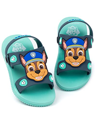 Paw Patrol Sandalias Chicos | Los niños pequeños persiguen los controles deslizantes del personaje del perro policía policía con correa de apoyo | Zapatos azules de verano