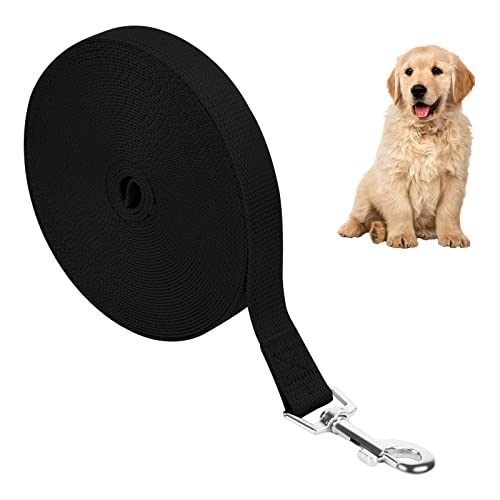 Mikihat Correa Adiestramiento Perro, 10m Correa Perro Larga, Correa de Adiestramiento para Perros con Lazo de Mano, Correa de Adiestramiento para Perros Grande, para Camping Paseo, Negro