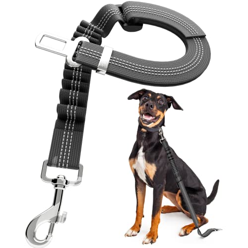 𝗦𝗶𝗺𝗽𝗹𝘆𝗡𝗮𝘁𝘂𝗿𝗮𝗹® Ajustable Cinturones de Seguridad Perros 65-100cm, Cinturon Perro Coche, Cinturón Perro Coche con elástico y Fuerte mosquetón, Arnés de Coche para Perro, Arnés del Cinturón