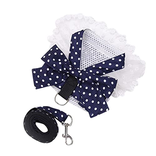 Arnés para Gatos con Correa Conjunto De Correa De Arnés con Lazo para Perro Chaleco para Gato para Cachorro Pequeño Mediano Estampado Arnés para Fiesta De Boda Chaleco Azul XL