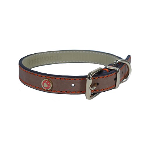 Rosewood. Collar de Lujo en Piel para Perros, Color marrón