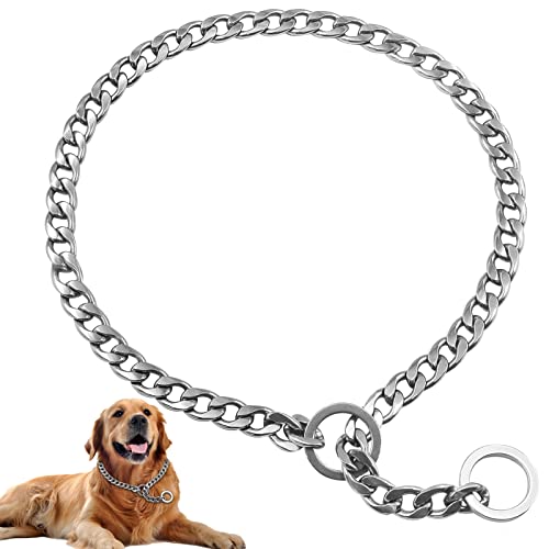 Collar para Perro Collar de adiestramiento para Perros en Acero, Collares Antitirones para Perros, Ajustable al Aire Libre Entrenamiento y Correr,Caminar, Tamaño (Plata, XL-4,0mm×65cm)