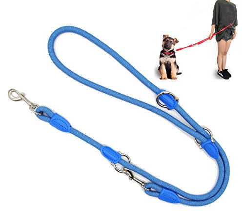 BPS Correa para Perro Mascotas Correa de Perro Doble Ajustable Varias Posiciones Perro Mediano Grande 2 Dimensión Elegir M/L (L, Azul) BPS-3801AZ