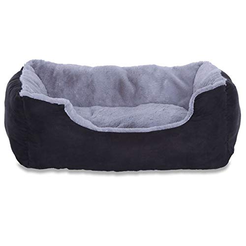 lionto Cama para Perros Perros Cojín Perros sofá con Cojín Reversible, (S) 50x37 cm Gris/Negro