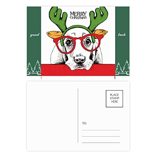 Juego de 20 tarjetas postales de buena suerte con ilustración de acuarela para perro, para envíos por correo