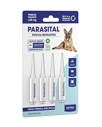 Zotal Parasital Blíster con 4 Pipetas de 5 ml para Perros Grandes - Total: 20 ml, Blanco