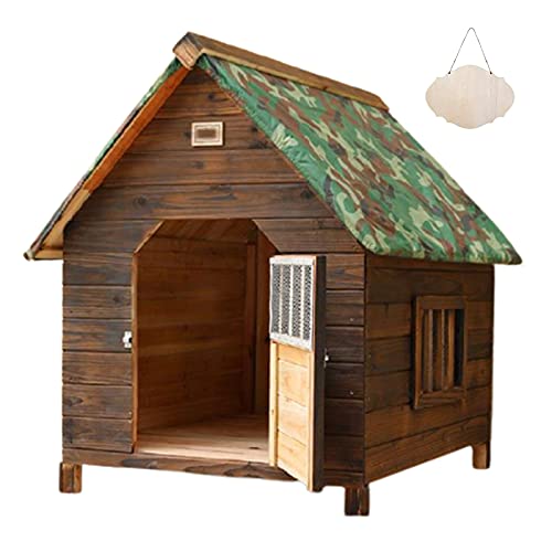 Casa de Perro Grande Exterior, Caseta para Perros Exterior Mediana/Pequeño, Caseta para Perros Exterior con Puerta, Casa de Madera para Perro, Casitas para Gatos Exterior I(Size:M(27.1*25.9*26.7Inch))