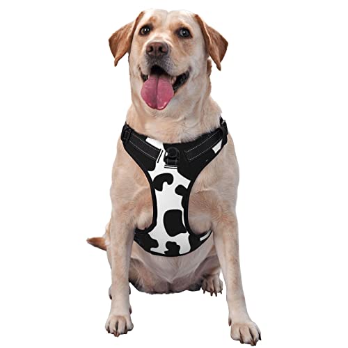 AXETVSOK Arnés de chaleco para perro, arnés de perro con estampado de vaca en blanco y negro, reflectante ajustable