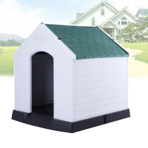 HRTX 3 Respiraderos y Ventana Abrible, Caseta para Perro con Puerta ExtraíBle Base, Techo Inclinado Caseta Perro para Perros Medianos Interior Exterior,Gris