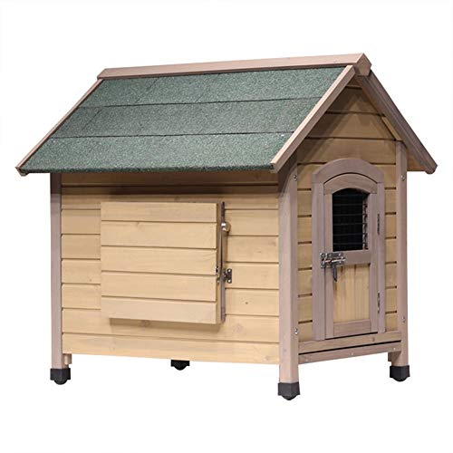 Camas para Perros Caseta para Perros Elevada Al Aire Libre, con Techo Inclinado Y Puerta Casa De Madera Maciza para Mascotas, Resistente Y Duradera, 2 Tamaños (Size : M(85×78×88cm))