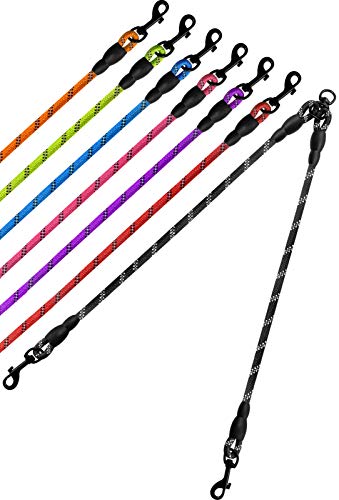 Taglory Correas Dobles/Correa de Perro para Dos Perros/Acoplador Divisor Fuerte para Perros pequeño medianos Grandes/Giratorio 360 ° sin enredos/Cuerda de escalada/75cm Negro