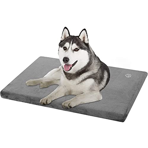 EMPSIGN Cama para Perros Grande, Colchón Perro Lavable y Desenfundable, Cojín Perro Impermeable de Doble Cara (frío y Calor), Almohadilla de Perro de Espuma de Alta Densidad, Gris, L, 89x56x7.6cm