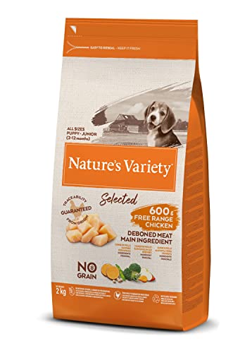 Nature's Variety Selected, Pienso para Perros Junior de todos los tamaños, Sin cereales, con Pollo campero Deshuesado, 2kg