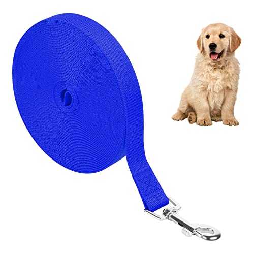 Mikihat Correa Adiestramiento Perro, 10m Correa Perro Larga, Correa de Adiestramiento para Perros con Lazo de Mano, Correa Nylon de Adiestramiento para Perros Grande, para Camping Paseo (Azul)