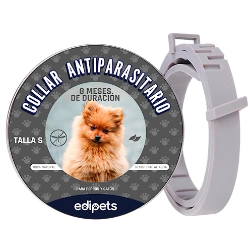 Edipets, Collar Antiparasitario Perros y Gatos, Eficaz contra Pulgas, Garrapatas, Larvas, Piojos y Mosquitos, para Mascotas Pequeñas, Medianas y Grandes. (S)