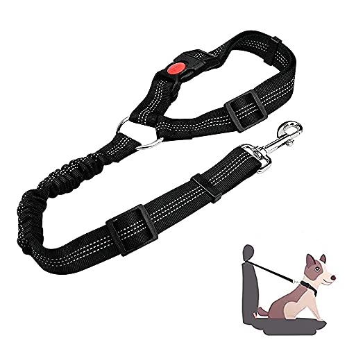 Cinturón de Seguridad para Perros, 1 Pieza Cinturon para Perros Coche, Arnés de Seguridad Coche, Arnés de Seguridad para Perros, Ajustable y Elástico,Cinturón de Seguridad para Mascotas(Negro)