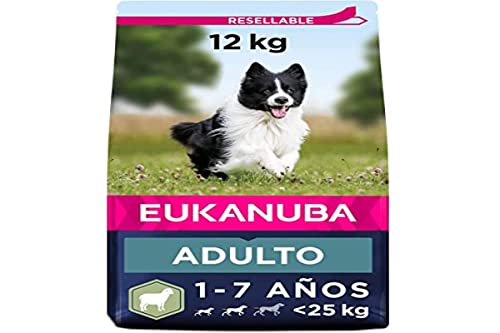 Eukanuba Alimento seco para perros adultos de razas pequeñas y medianas, rico en cordero y arroz, 12 kg