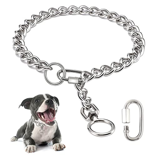 Collares para Perros de Cadena, Collar de masticación de Metal de Acero Inoxidable Collar P -Cadena de Cadena con Cierre de conexión para Perros pequeños medianos Grandes Grandes (A, M)