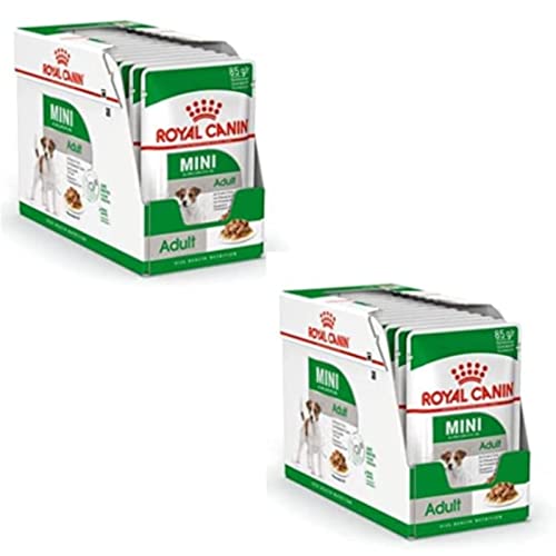 Royal Canin Mini Adult en Salsa | Paquete Doble | 2 x 12 x 85 g | Comida húmeda para Perros pequeños Adultos (de 1 a 10 kg) | De 10 Meses a 12 años | Contenido energético Ajustado