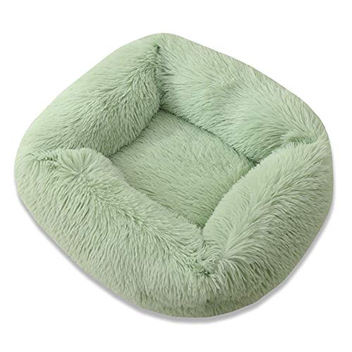 Cama cuadrada for perros, casa cálida de felpa suave for perros, cama for gatos de invierno de Color puro, esterilla cálida for dormir, esterilla tipo nido, productos for mascotas ( Color : Green , Si