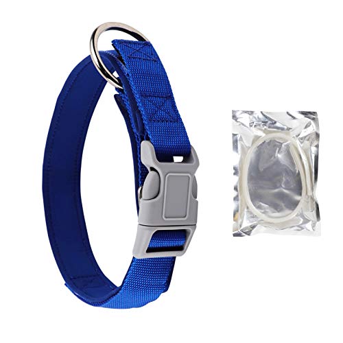 DEWEL Collar Perro, Collar Básico para Perro contra Pulgas Garrapatas Mosquitos y Larvas, Collar Antipulgas de Nylon Cómodo y Ajustable para Perros Grandes y Medianos, 35-53cm, Azul