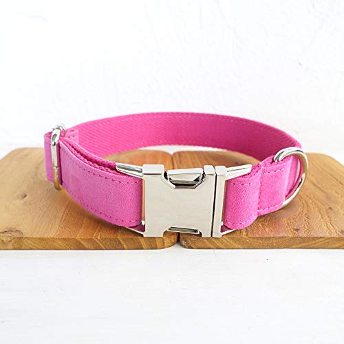 Gulunmun Collares de Perro Hechos a Mano, Suaves y cómodos para Mascotas, Ajustables   con Hebilla de Metal   Collar de Lujo para Perros pequeños medianos Grandes para Mascotas Rosa, M