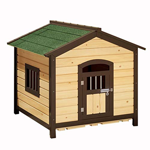 Casa de hámster Caseta Exterior para Perros Caseta De Madera para Perros con Ventana Acero Bolígrafo para Jardín Techo Asfalto Casas para Perros Y Mascotas (Color : Green, Size : 112 * 100 * 105 cm)