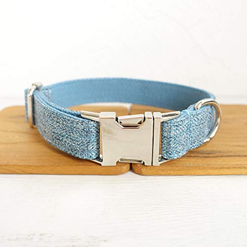 Gulunmun Collares para Perro Hechos a Mano, Suaves y cómodos para Mascotas, Ajustables   con Hebilla de Metal   Collar de Lujo para Perros pequeños, Grandes y medianos, Azul, M