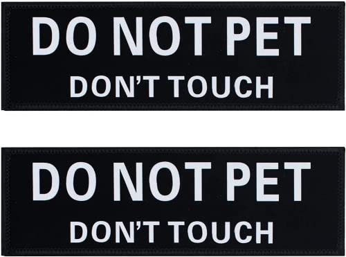 2 piezas Do Not Pet Parches Reflectantes con Etiquetas de Advertencia para Chalecos Arneses Perros de Servicio Para la Ropa del Arnés del Perro (DO NOT PET, DON'T TOUCH, 16 x 5cm)