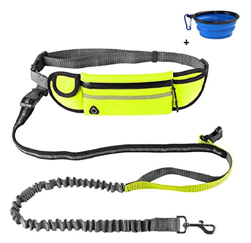 Correas Manos Libres para Perros con Bolsa para Correr O Caminar con Bolsa De Cinturón Correa para Perro (Verde)