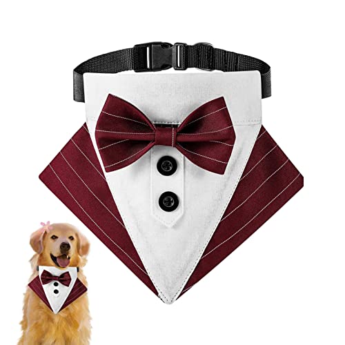 Bandana para Perros, Collar de Esmoquin Ajustable para Perro, Collar de Bandana para Perro de Boda, Collar de Perro con Pajarita para Disfraz de Perro Mascota pequeño, Mediano y Grande Suphyee