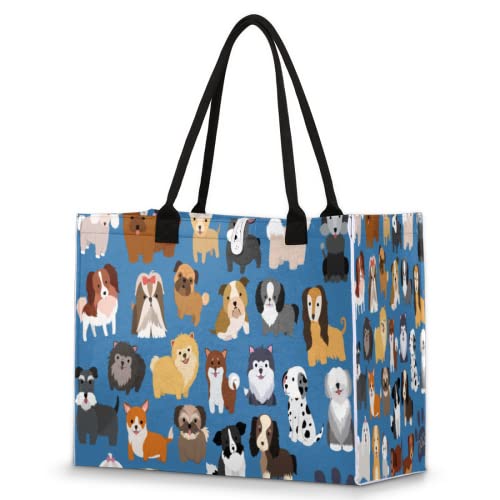 Bolsa de playa para mujeres y niñas, lindo perro, cachorro, bolsa grande de playa, a prueba de arena, bolsa de hombro reutilizable, bolsa de compras con asa, Multicolor, Talla única