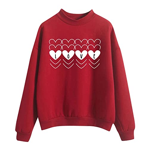 FASLOLSDP Sudadera con capucha de forro polar para mujer sudadera de San Valentín solapa superior manga larga sudadera casual blusa temperamento suéter top neto tienda online