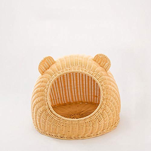 zlw-shop Cama para Mascotas Suministros Arena for Gatos caseta de Perro Rattan casa de Perro de Peluche Animal doméstico del Gato Mat Mat Perro Mascota Canasta para Mascotas