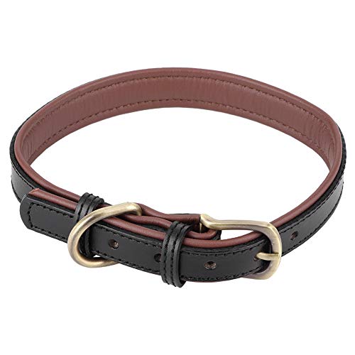 Collares de Cuero Artificial para Perros Collar para Mascotas, Collar de Cuello de Cuero para Mascotas Ajustable, Collar para Perros Correa para el Cuello para Perros con Hebilla de Metal(Negro M)