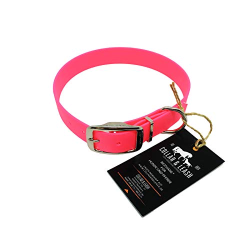 Collar & Leash Collar para perros de 25 mm Biothane Neon Pink - Rosa Neón, 50-58 cm