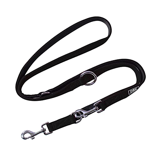 DDOXX Correa Perro Multiposición Air Mesh, Ajustable en 3 tamaños, 2m | Muchos Colores & Tamaños | para Perros Pequeño, Mediano y Grande | Correa Accesorios Doble 2 Gato Cachorro | Negro, XS