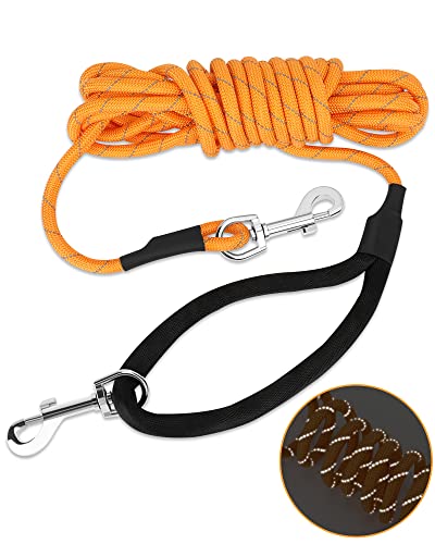 HAPPY HACHI Correa de Adiestramiento para Perros 5m, Larga Correas Caninas Nylon Reflectante Resistente para Camping Paseo, Naranja