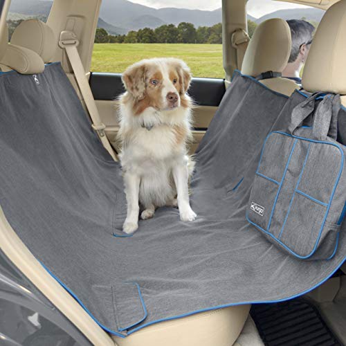 Kurgo Funda de Asiento de Coche para Perros Tipo Hamaca - Protector de Coche para Mascotas - Cubierta de Asiento de Coche Impermeable y Resistente a Las Manchas - Estilo Heather - Gris Antracita