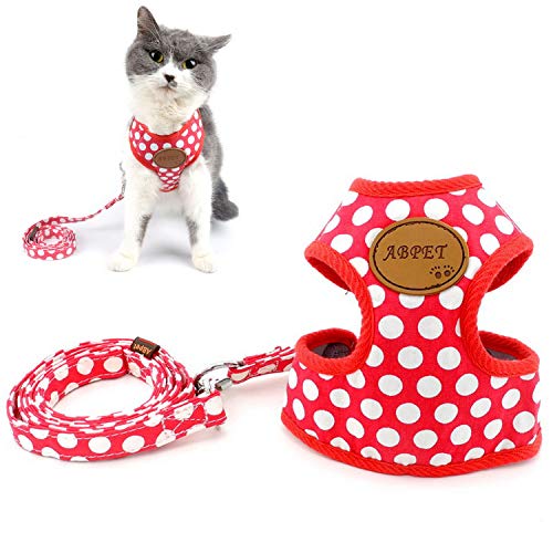 Zunea arnes Gato Nylon Soft Mesh Transpirable para Mascotas Cachorro pequeño Perro Gato Chaleco arnés y Correa Set Leads Ajustable sin tirón Walking Control arneses y Correas Red S