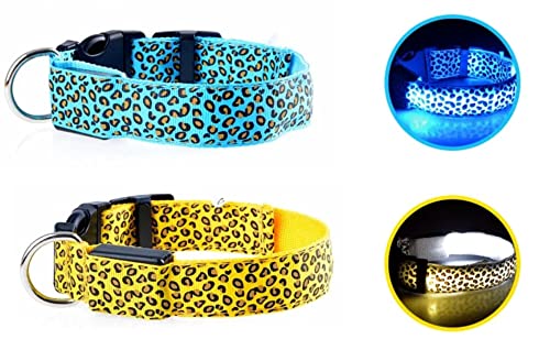 Pack 2 Collares Luminosos para Perros (M/L), Collar con Luz para Perro y Tamaño Ajustable, Collar Luces LED para Perro Pequeño Mediano Grande, Recargable por USB, Collar Ultra Luminoso para Mascotas