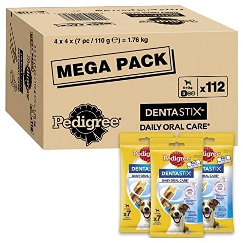 Pedigree Pack de Dentastix de uso Diario para la Limpieza Dental de Perros Pequeños (1 Pack de 112ud)