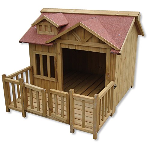 Caseta Perros XL Luxus Perrera Madera balcón terraza jardín Exterior Mascotas Extra Grande