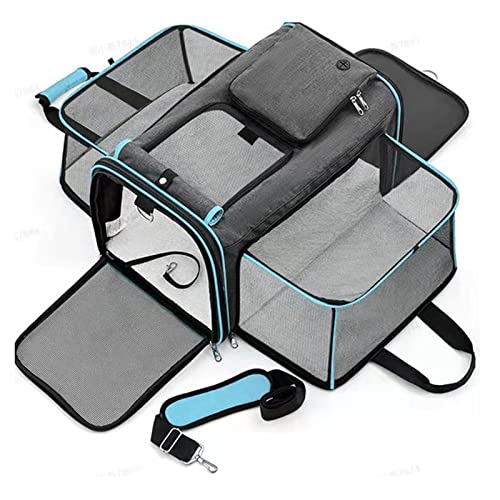 PETCUTE Transportín Extensible para Perros,Bolsa de Transporte Plegable para Gatos con Colchón Suave,Cinturón de Seguridad,Transportín Perro Pequeño,Ideal para Automóvil/Compras/Aire Libre