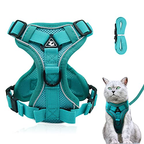 Arnés Ajustable para Gatos a Prueba de roturas, arnés para Gatos con Correa, arnés Suave para el Pecho para Gatos, Gatos, Gatos, Gatos, Gatos, Perros, Cachorros (Lago Azul)